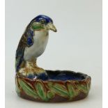 Doulton Lambeth Stoneware Bibelot: Bibelot in the form of a bird perched on a bowl by Doulton