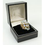 14ct gold diamond & opal designer large cluster ring: Spectacular piece set with 7 diamonds & 12