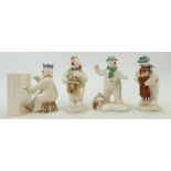 Five Royal Doulton Snowman figures: Snowman's Piano DS13, Pianist DS12, Cellist DS17,