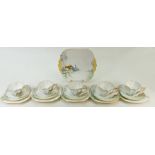 A collection of Shelley China tea ware:Shelley Queen Anne shape tea ware decorated in the Cottage