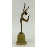 Art Deco Lorenzl bronze Dancer: Figure signed to base of bronze,