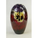 Lise B Moorcroft Hand Thrown Experimental Glaze: With Lily decoration, large firing crack to body,