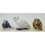 Royal Crown Derby Paperweight Garden Birds: Paperweights to include Robin,