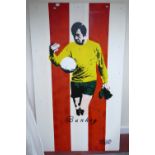 Giant size Graffiti style painting of Gordon Banks: Painting titled 'Banksy' by Stoke on Trent's
