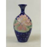 Lise B Moorcroft hand Thrown Vase: Vase with Water lilies on crystalline decoration, height 20cm.