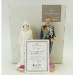 Royal Doulton Figures: Elizabeth Bowes HN4421 and Future King George HN4420 in Presentation Box by