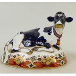 Royal Crown Derby Paperweight Friesian Cow Buttercup: Buttercup paperweight with gold stopper.