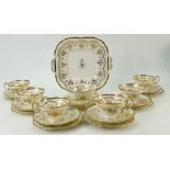 Cauldon part tea set: Cauldon part Tea set comprising six tea cups, saucers and small plates,