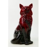 Royal Doulton Flambé large model of a seated cat: Seated Flambé cat, height 29cm.