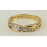 18ct gold half Eternity Diamond ring: Diamond weight .25ct, size O/P, 3.5 grams.