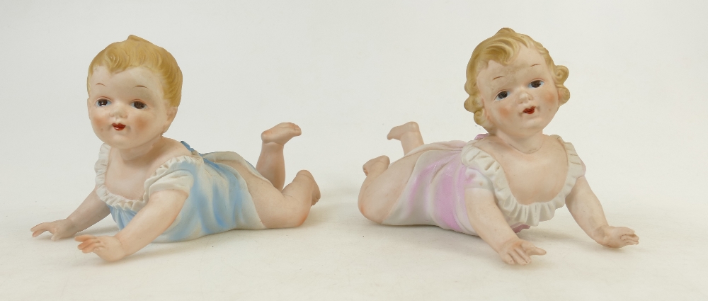 Continental unmarked Bisque Piano Babies: Piano babies height 14cm.