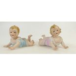 Continental unmarked Bisque Piano Babies: Piano babies height 14cm.