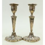 Pair of silver Candlesticks: Candlesticks bearing hallmarks for Birmingham 1958, standing 21.