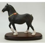 Royal Doulton large Champion Shire Horse: Shire Horse Peakstone Lady Margaret ref DA237 on wooden