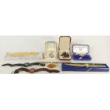 A collection of vintage ladies costume jewellery: Collection including wristwatches,