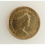 Half Sovereign gold coin: Half Sovereign dated 1982.