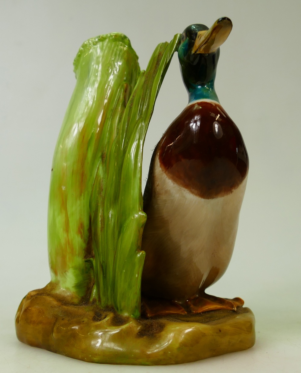 Royal Doulton spill vase modelled as Mallard duck: A Mallard duck next to reeds, by Royal Doulton, - Image 3 of 4