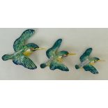 Beswick graduated set of Kingfisher wall plaques: Beswick model numbers 729-1, 729-2 and 729-3.