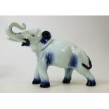 Royal Doulton Blue Flambe Elephant: Flambé Elephant with trunk in salute.