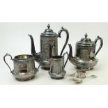 Silver plated Tea Set: Walker & Hall 4 piece silver plated tea set.