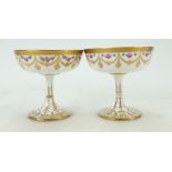 Pair of Cauldon porcelain Bon Bon dishes c1900: Bon bon dishes hand decorated and gilded.