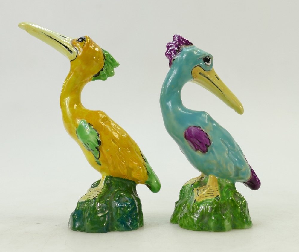 Two Crown Staffordshire comical Grotesque birds: Two unusual duck type figures,