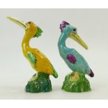 Two Crown Staffordshire comical Grotesque birds: Two unusual duck type figures,