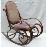 Rocking Chair: Early 20th Century Art Nouveau Bentwood rocking chair