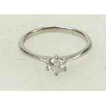 9ct white gold Solitaire Diamond ring: Ring set with diamond approx .33ct, size M, 1.9grams.