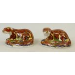 Royal Crown Derby Paperweights: Paperweights to include Otter x 2, both with gold stoppers.