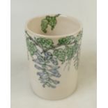 Lise B Moorcroft Canister Vase: Vase dated 2012 with Wisteria decoration, firing crack to base,