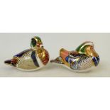 Royal Crown Derby Paperweight Ducks: Paperweights to include Carolina Duck and Mandarin Duck,