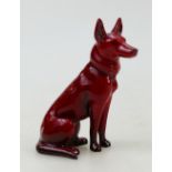 Royal Doulton Flambé Dog: Small early model of seated Flambé dog height 9cm.