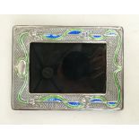 Art Nouveau style silver Picture Frame: Picture frame with enamelled decoration, 19 x 15cm.