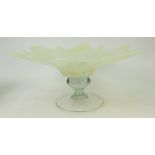 Murano large Vaseline glass shaped fruit bowl: Bowl on stand, diameter 38cm.