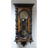 19th century Walnut Vienna wall clock: Vienna Clock with glazed key hole shaped door & case (140cm