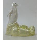 Royal Doulton Penguin hatpin holder: An unusual Royal Doulton lustre glazed model of penguin on