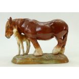 Royal Doulton Shire Horse and Foal: Model of a shire horse and foal on base,