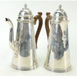 Silver Café au Lait pair: Hallmarked Birmingham 1946, 855grams, 20.5cm high approx.