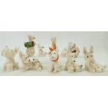 Beswick comical dog collection: Figures including Dog with accordion 811, dog asleep on drum,