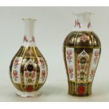 Royal Crown Derby Imari Baluster Vase plus one other: Vase height 18cm together with smaller