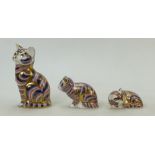 Royal Crown Derby Paperweight Cats: Paperweights to include Seated Cat,