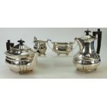 Silver 4 piece Tea Set 1641g: Three pieces by Elkington, hallmarked Birmingham 1967/ 68 / 69,