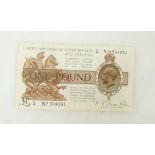 One pound banknote NF Warren Fisher: First issue U89 508161,