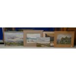 Collection of watercolours: Five watercolours by G Brown, mainly signed or monogrammed,
