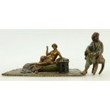 Geschuyzy cold painted bronze model plus one other figure: Model of semi naked lady lying on a
