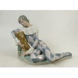 Lladro large figure titled 'Harlequin with Rose': Lladro Harlequin figure height 26cm and length
