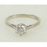 18ct white gold Solitaire diamond ring: Diamond weight 50ct size L, 2.6 grams.