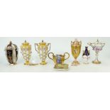 Collection of Coalport & Mintons miniatures: 8 very unusual Coalport and Minton pieces,