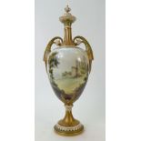 Royal Worcester vase by C Johnson: A hand painted & signed very tall Royal Worcester vase,